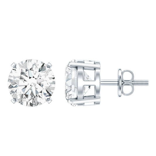 Certified 2.7 Carat Cubic Zirconia Stud Earrings with Screw Back