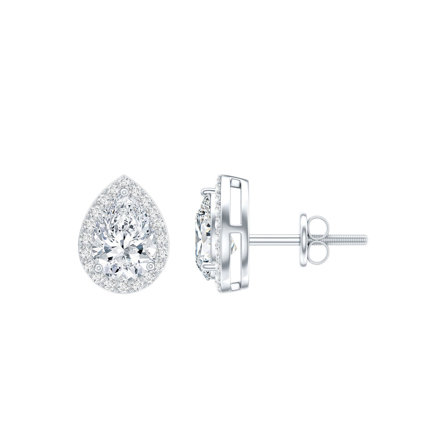 Certified 5X7 MM Cubic Zirconia Halo Stud Earrings
