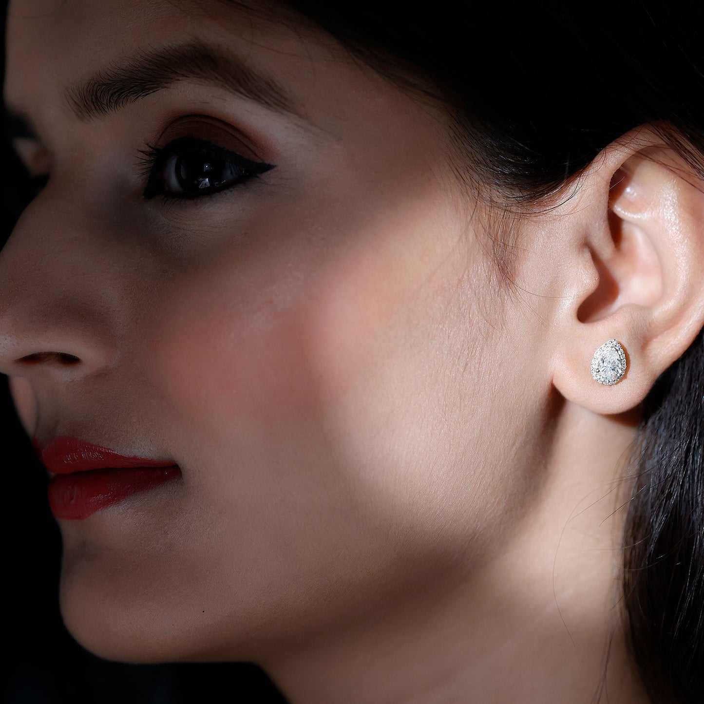 Certified 5X7 MM Cubic Zirconia Halo Stud Earrings