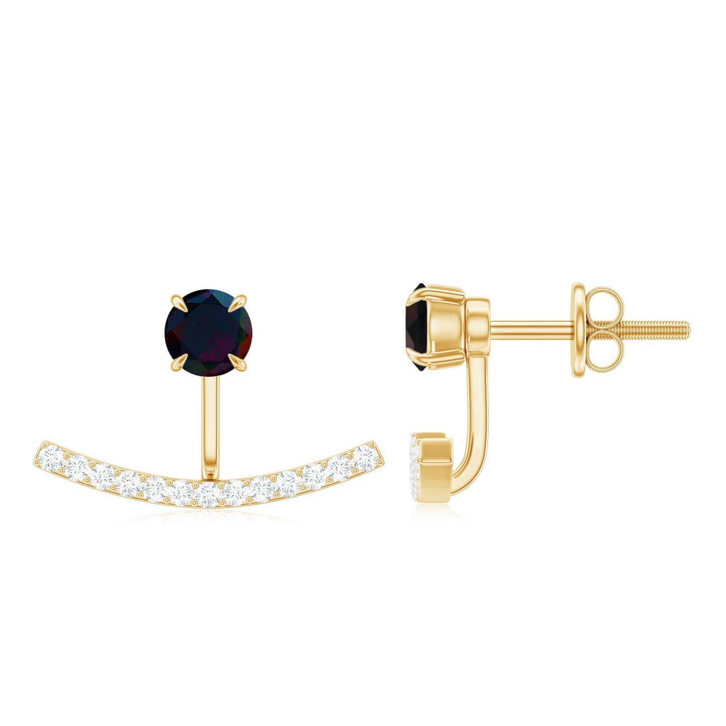 Classic Jacket Earrings with Black Opal and Diamond