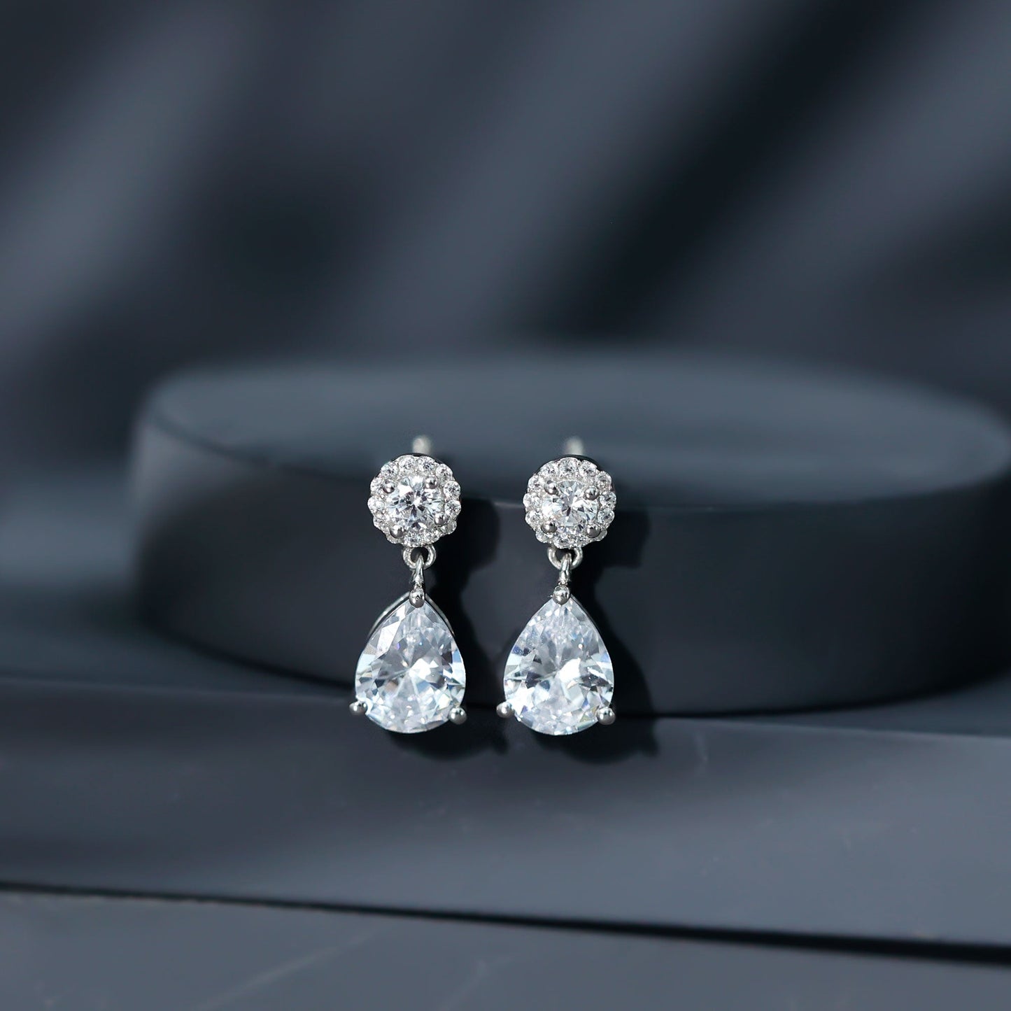 Certified 7X9 MM Zirconia Pear Drop Earrings for Wedding