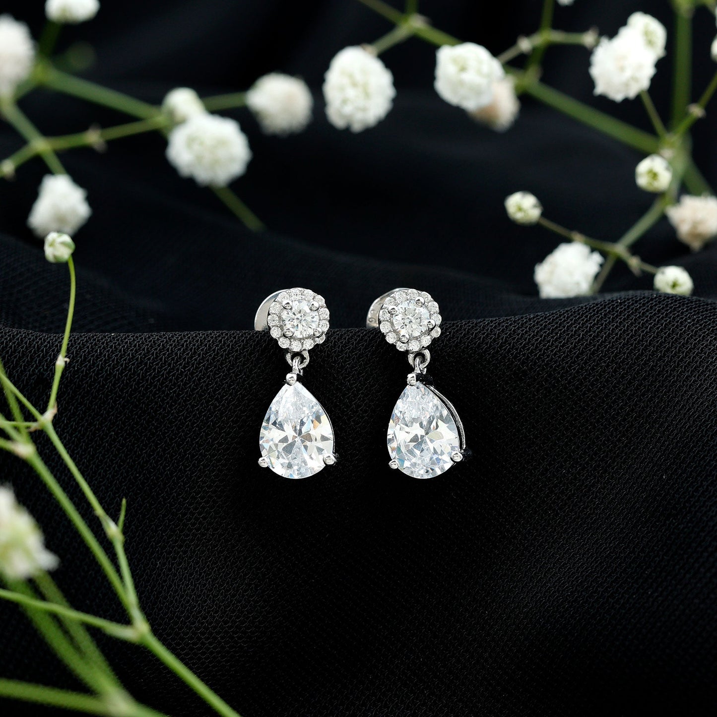 Certified 7X9 MM Zirconia Pear Drop Earrings for Wedding