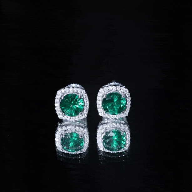 1.6 Carat Lab Grown Emerald Stud Earrings with Certificate