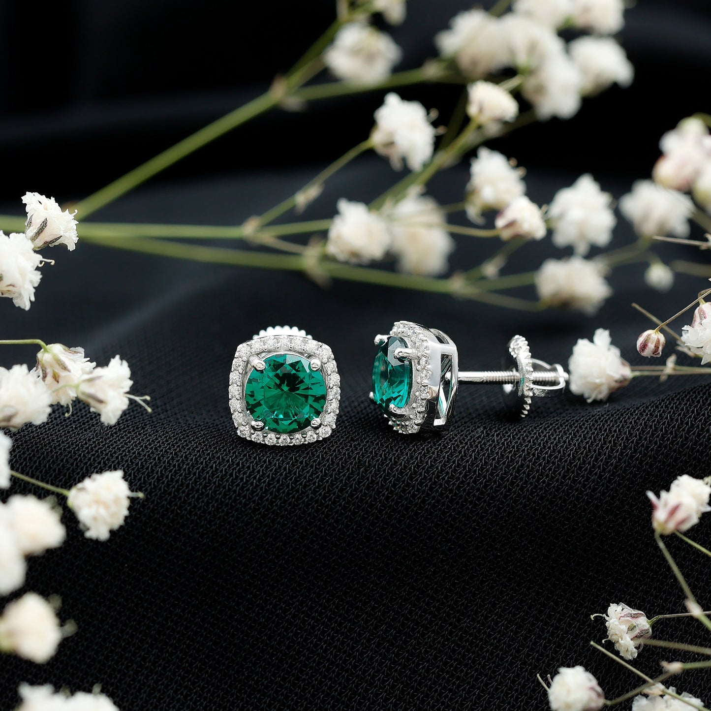 1.6 Carat Lab Grown Emerald Stud Earrings with Certificate