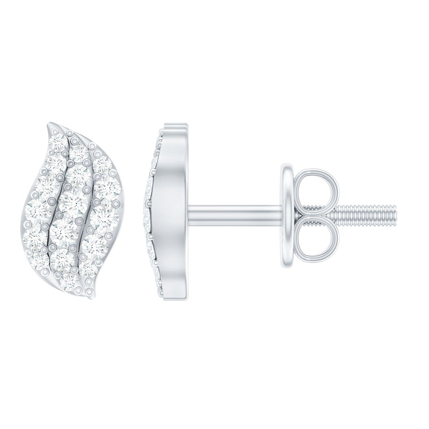 Nature Inspired Diamond Leaf Stud Earrings