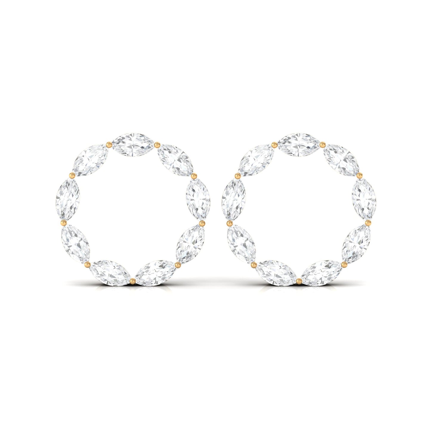 Natural Marquise Diamond Circle Earrings Studs with Screw Back