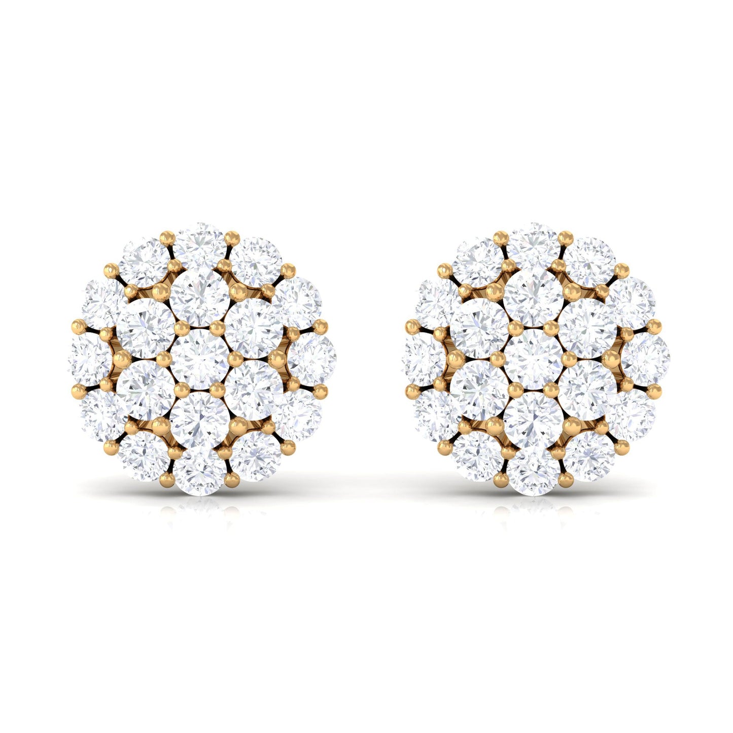 Certified Real Diamond Cluster Stud Earrings