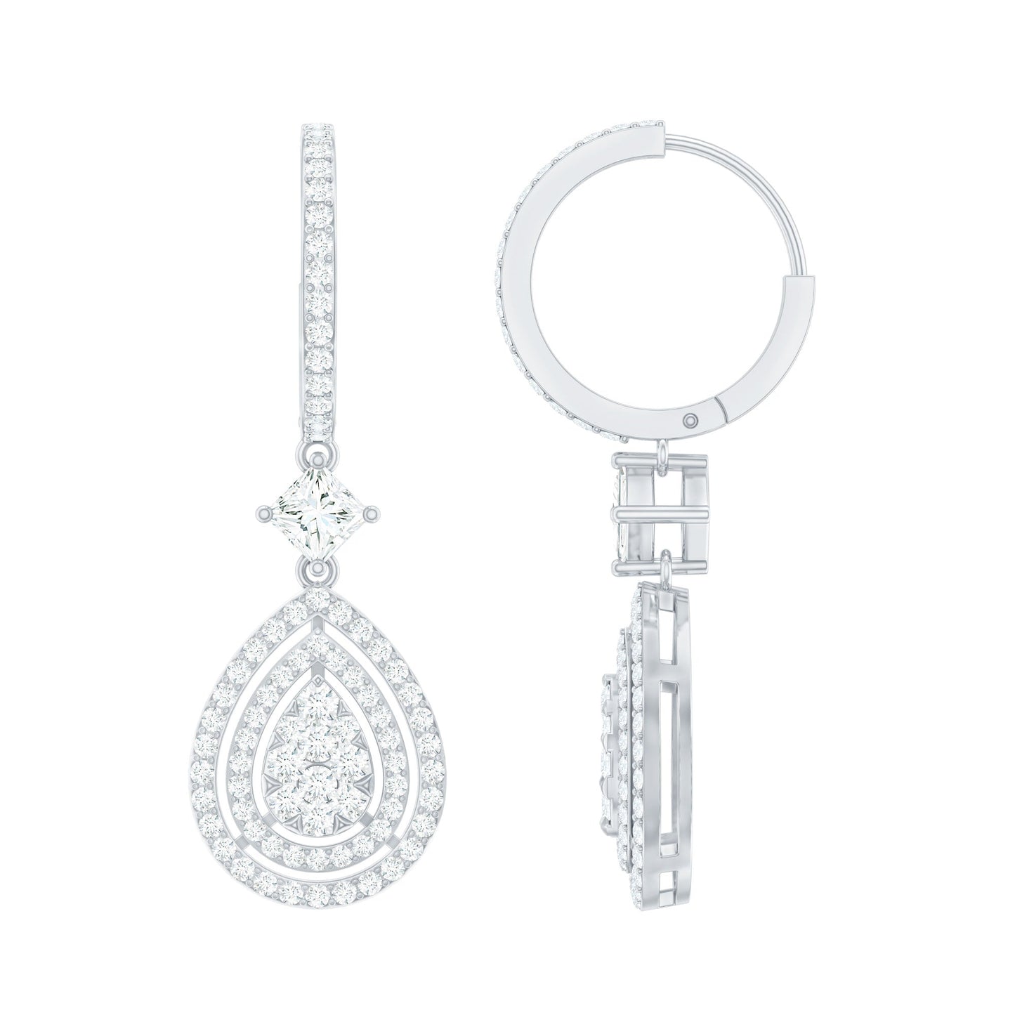 Certified Moissanite Teardrop Hoop Earrings for Women