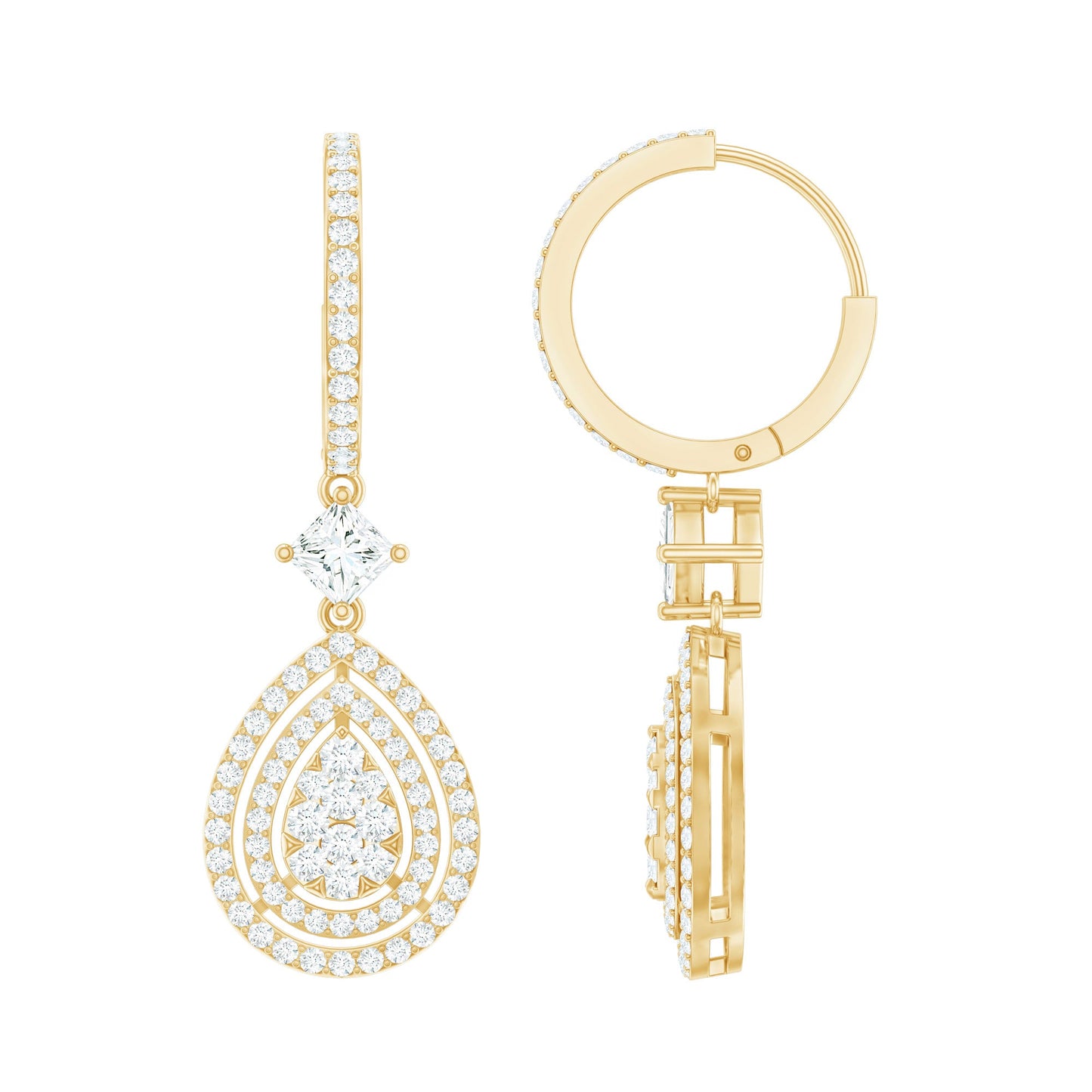 Certified Moissanite Teardrop Hoop Earrings for Women