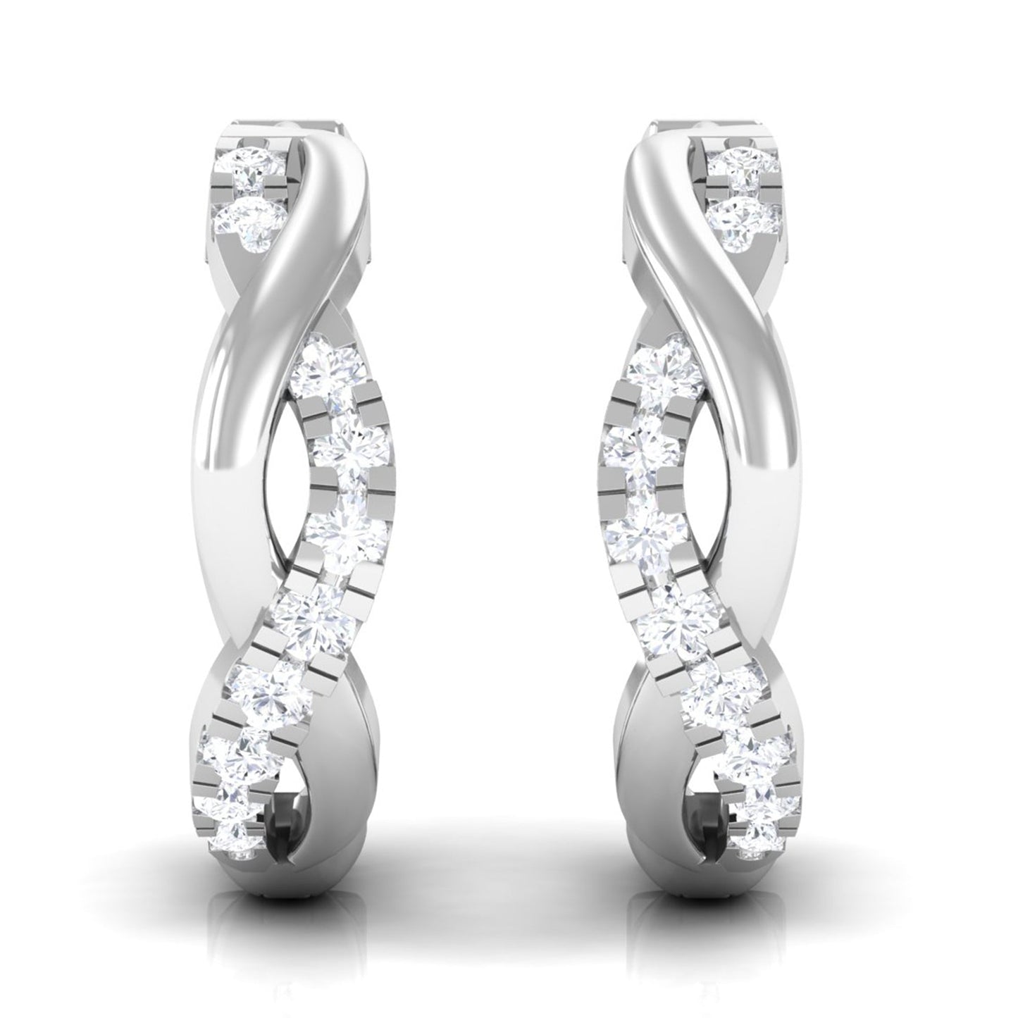 Natural Diamond Hoop Earrings in Infinity Style