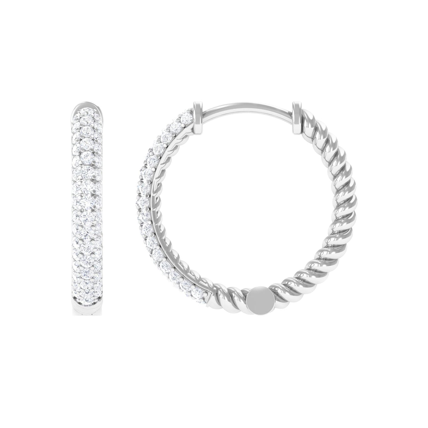 Classic Diamond Hinged Hoop Earrings with Certificate