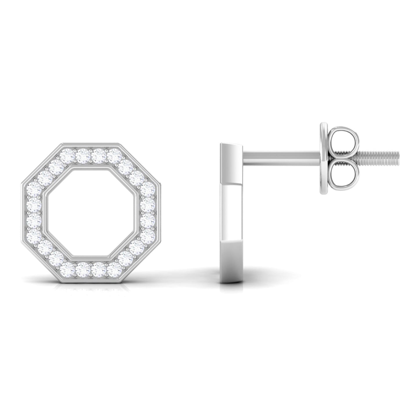 Certified Real Diamond Geometric Earrings with Screw Back