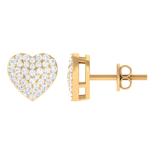 Natural Diamond Heart Earrings with Screw Back