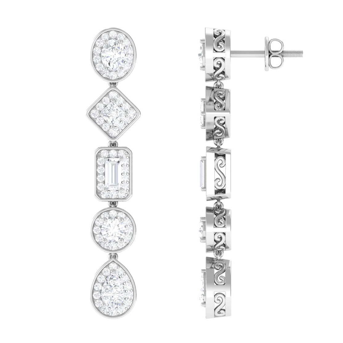 Certified Moissanite Dangle Earrings for Wedding