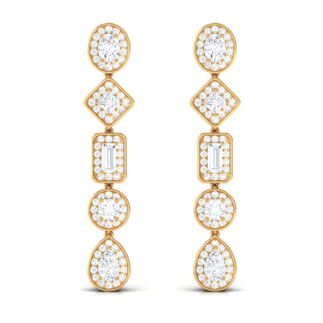 Certified Moissanite Dangle Earrings for Wedding