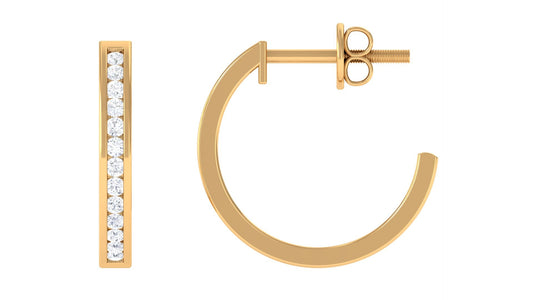Diamond Hinged Hoop Earrings in Channel Setting