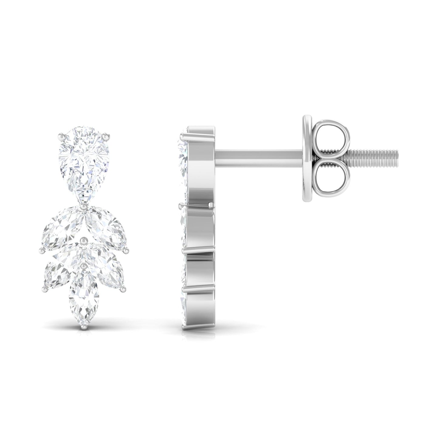 Real Pear and Marquise Shape Diamond Stud Earrings