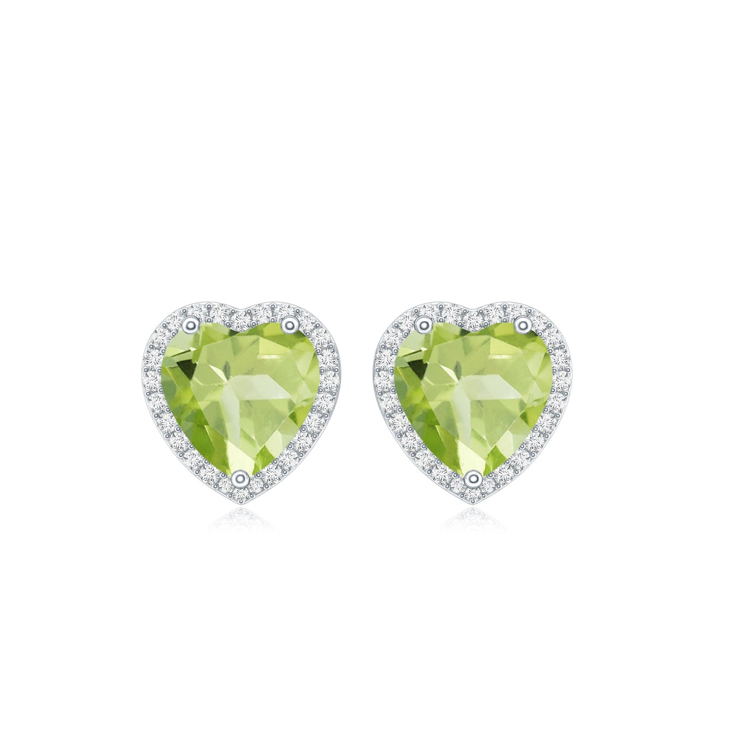 Certified Real 4.2 Carat Peridot Heart Earrings with Moissanite Halo