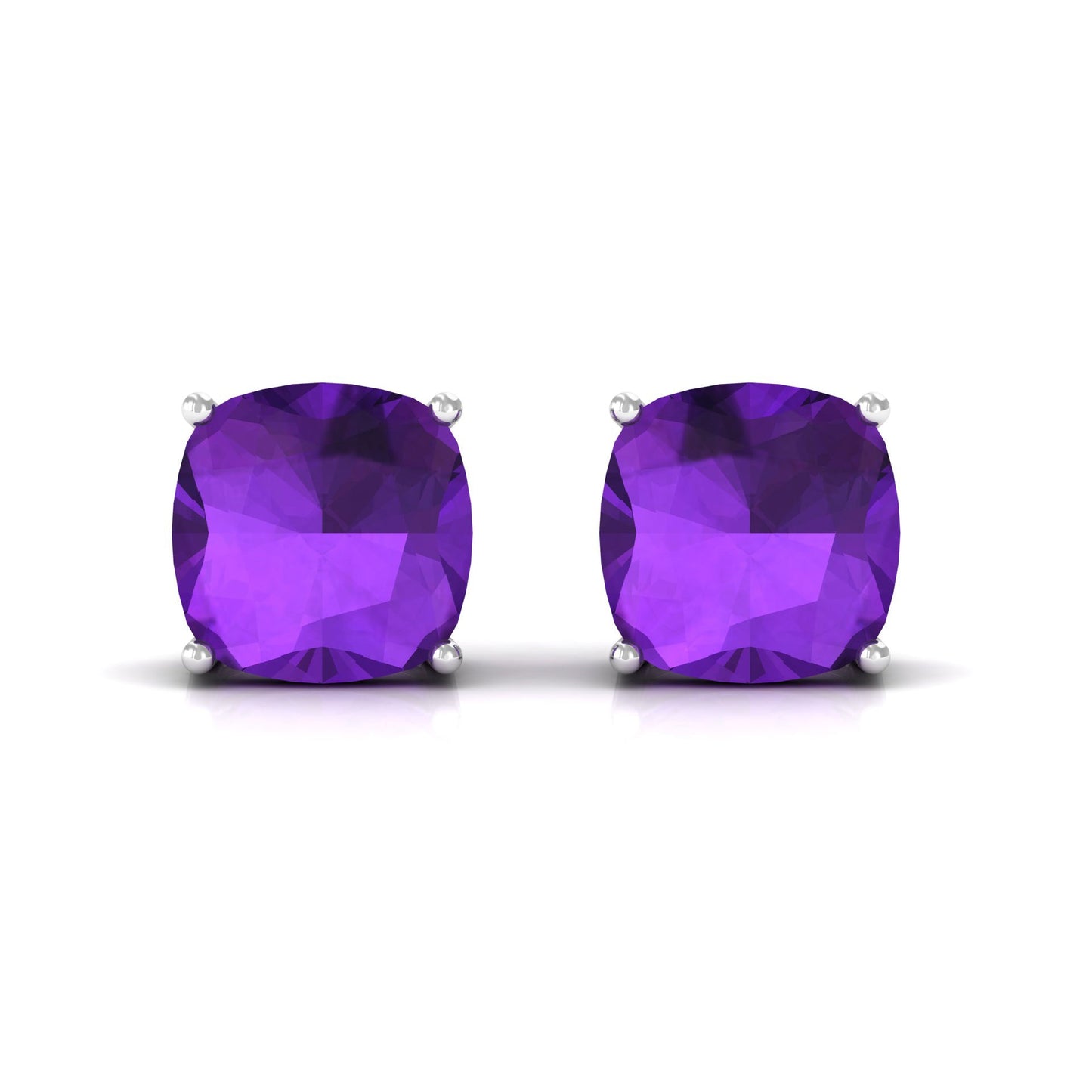 4.2 Carat Cushion Cut Amethyst Solitaire Stud Earring