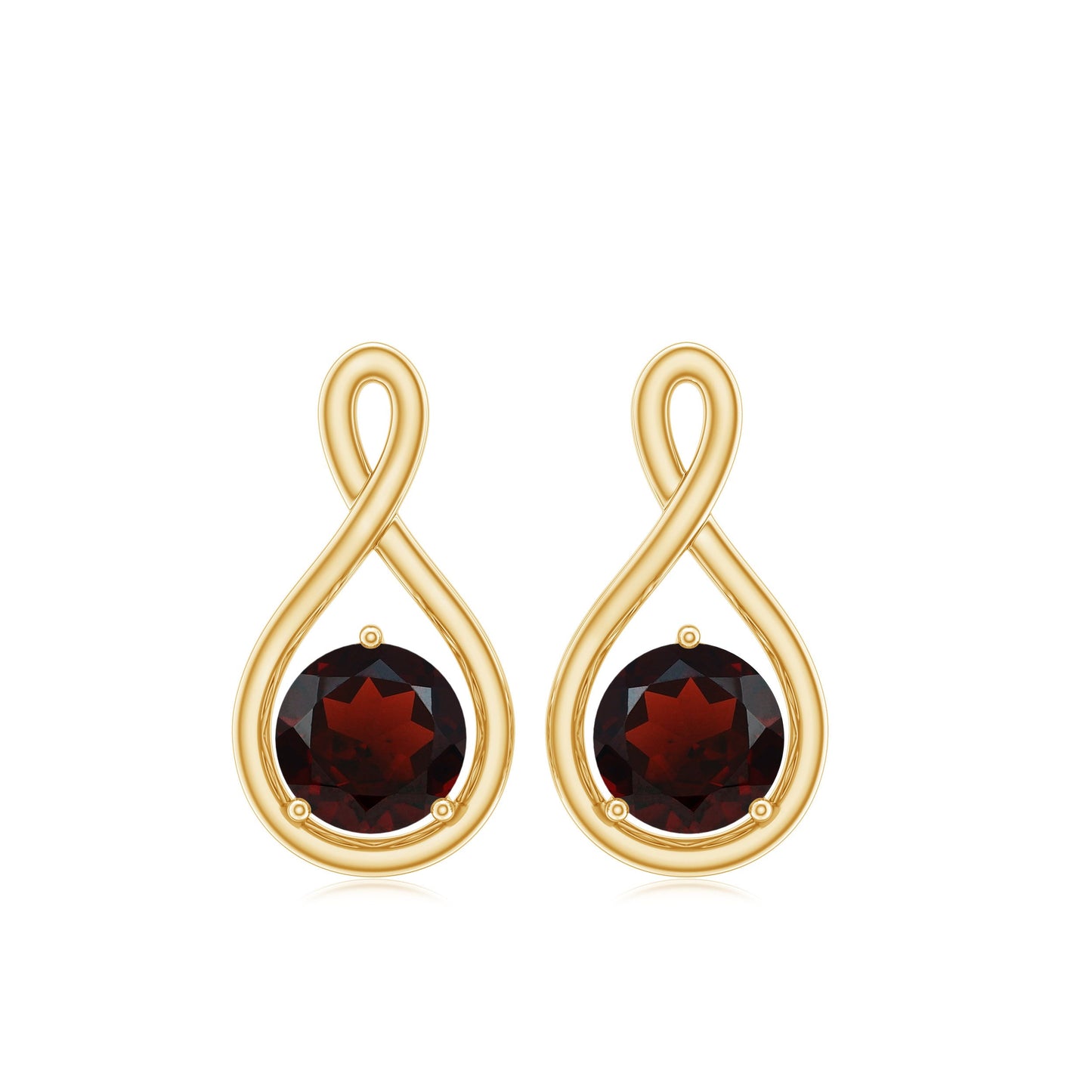 0.6 Carat Round Shaped Garnet Infinity Stud Earrings