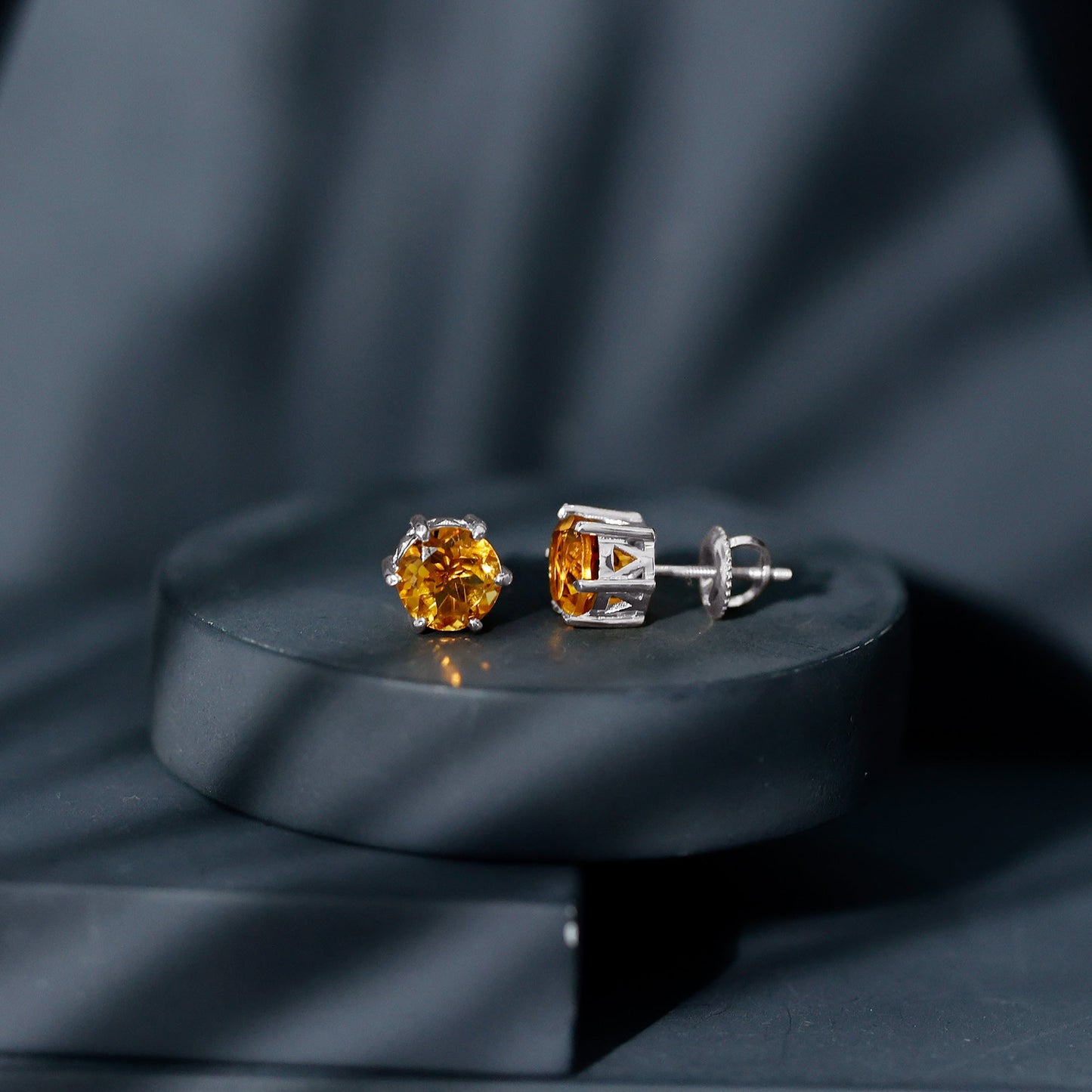 2.4 Carat Claw Set Citrine Solitaire Stud Earrings
