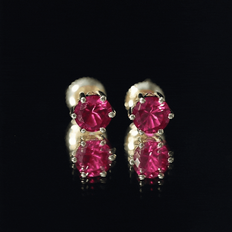 2.7 Carat Round Cut Solitaire Lab Created Ruby Stud Earrings