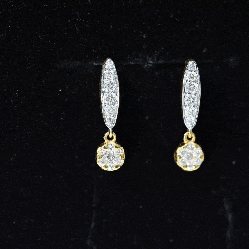 Real Diamond Bar Drop Earrings for Women