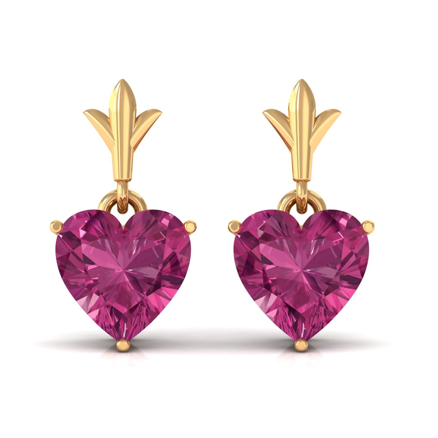1.8 Carat Heart Shape Pink Tourmaline Drop Earrings
