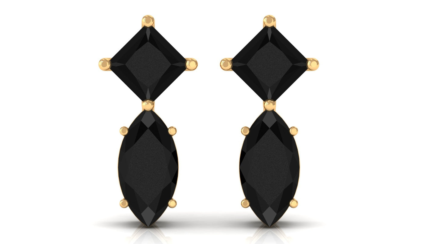 Natural Black Spinel Minimal Stud Earrings