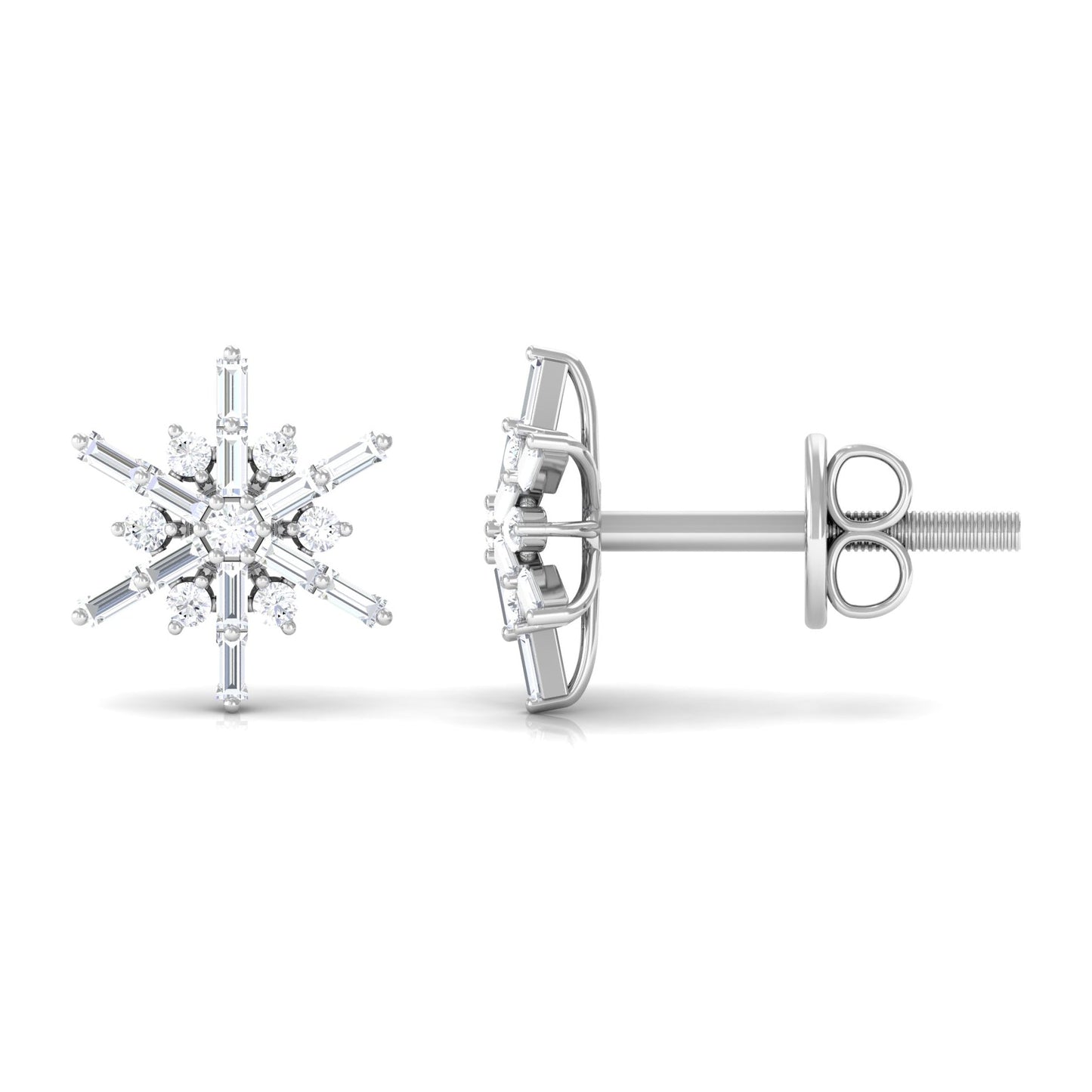 Minimal Diamond Snowflake Stud Earrings