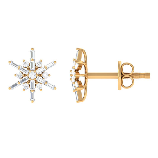 Minimal Diamond Snowflake Stud Earrings