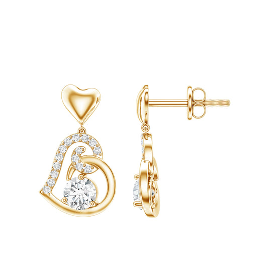 0.6 Carat Moissanite Heart Drop Earrings for Women