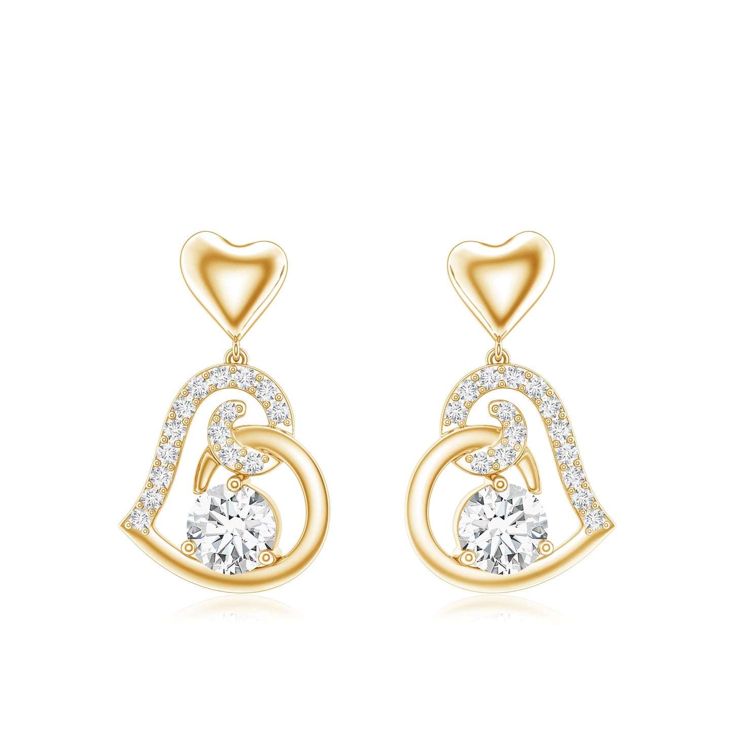 0.6 Carat Moissanite Heart Drop Earrings for Women