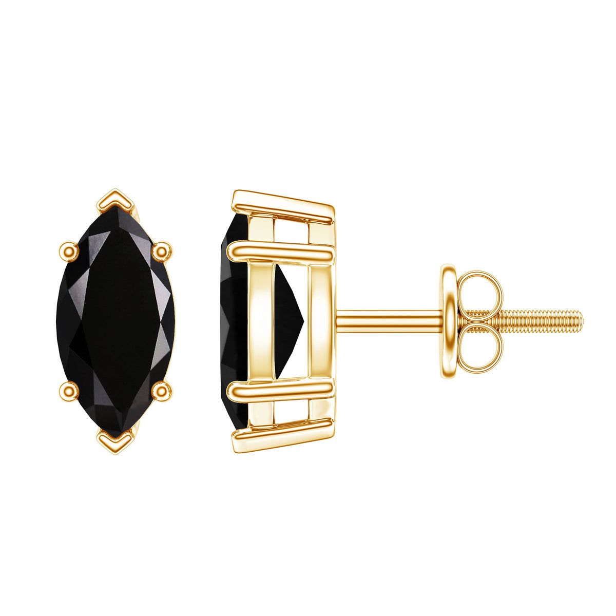 1.4 CT Marquise Black Spinel Solitaire Stud Earrings