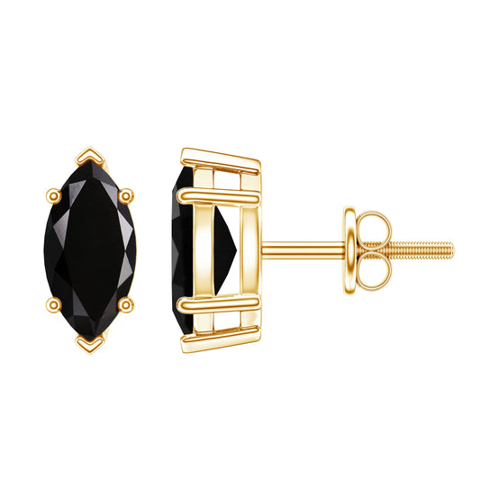 1.4 CT Marquise Black Spinel Solitaire Stud Earrings