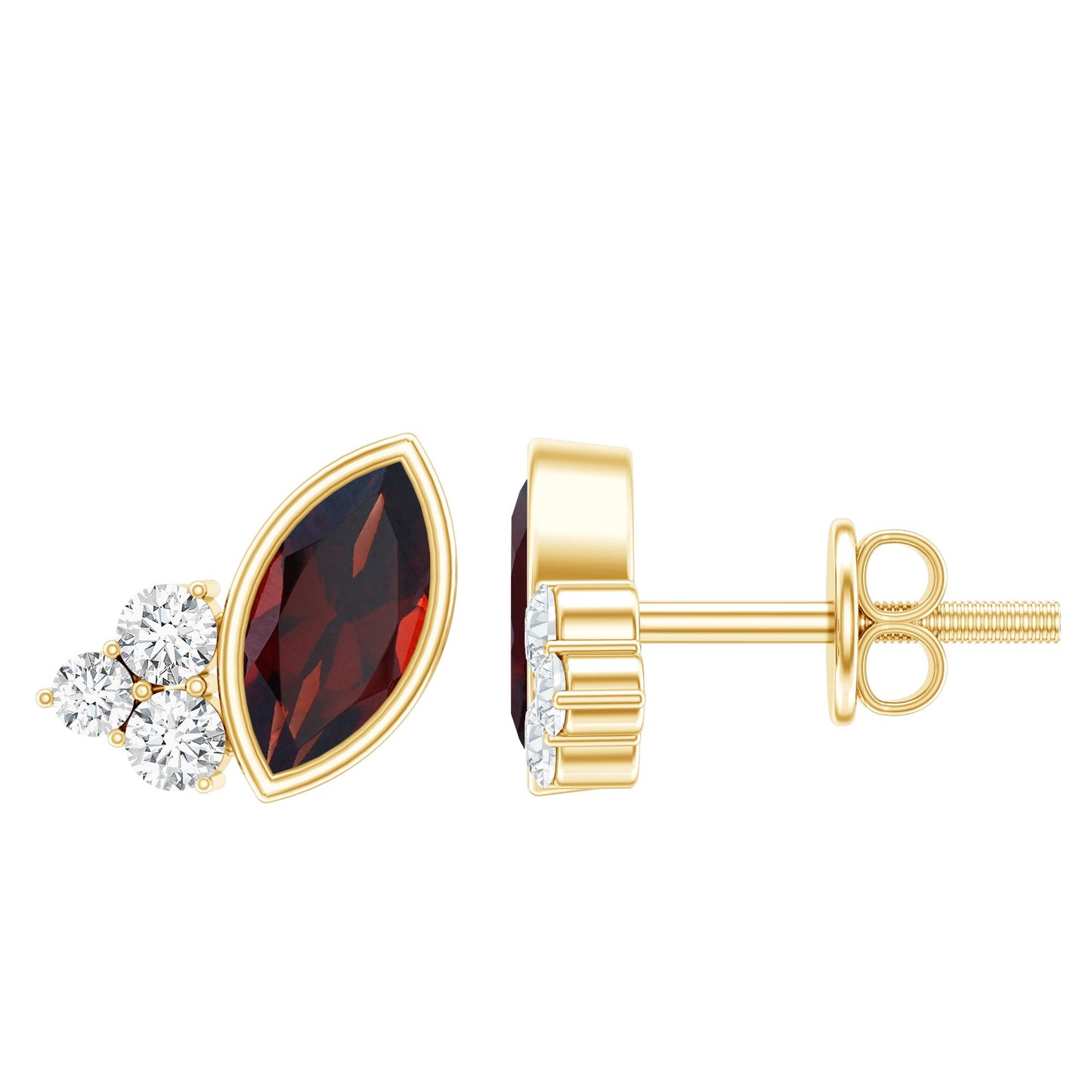 Natural Marquise Cut Garnet Stud Earrings with Certificate