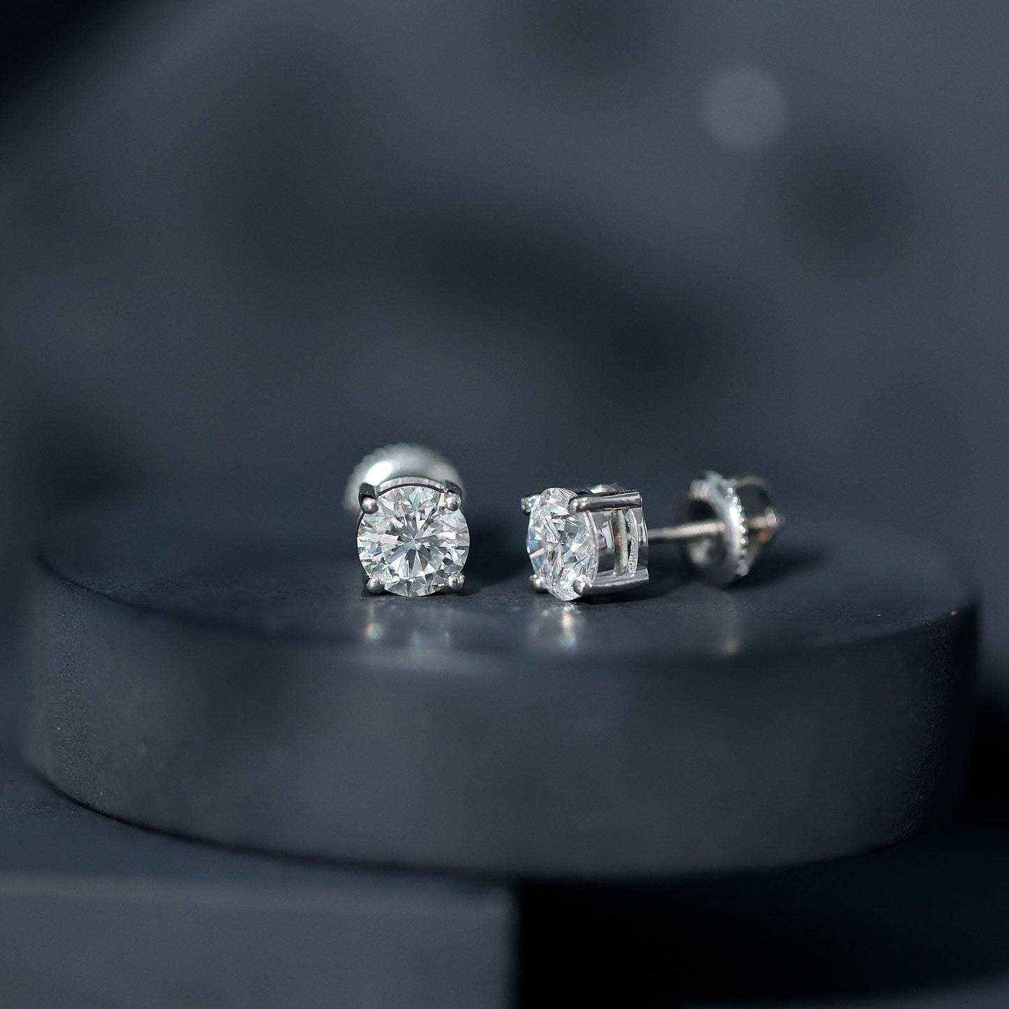 Solitaire 1.9 Carat Lab Grown Diamond Stud Earrings with Screw Back
