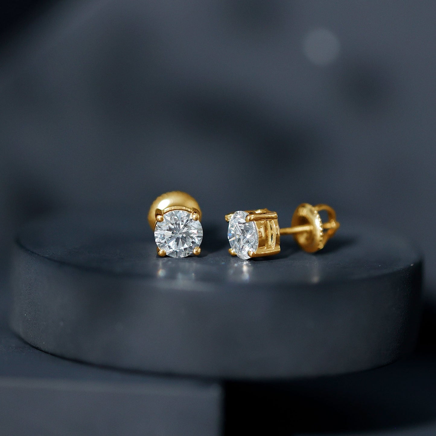 Solitaire 1.9 Carat Lab Grown Diamond Stud Earrings with Screw Back