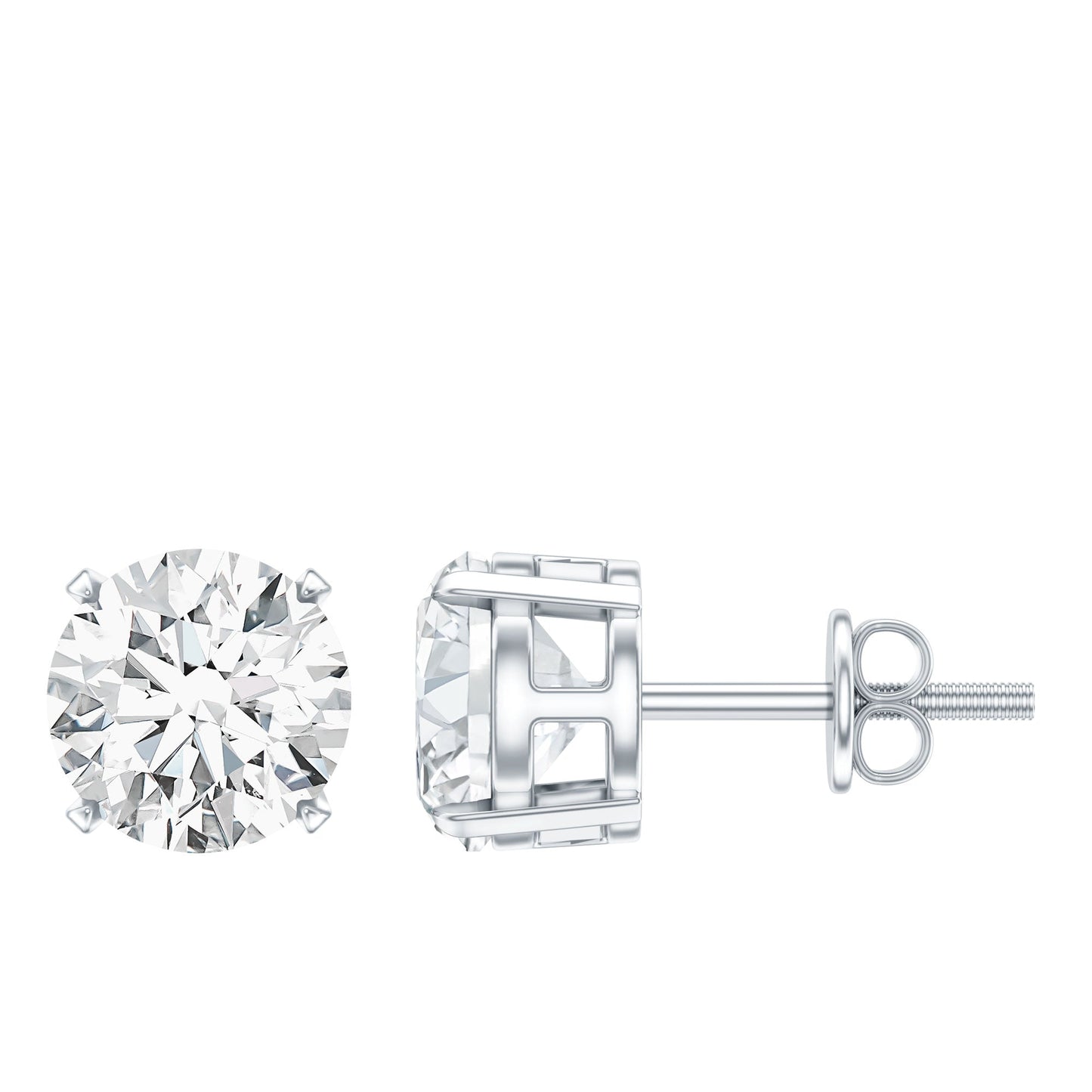 Round Cut 2.5 CT Lab Grown Diamond Solitaire Stud Earrings