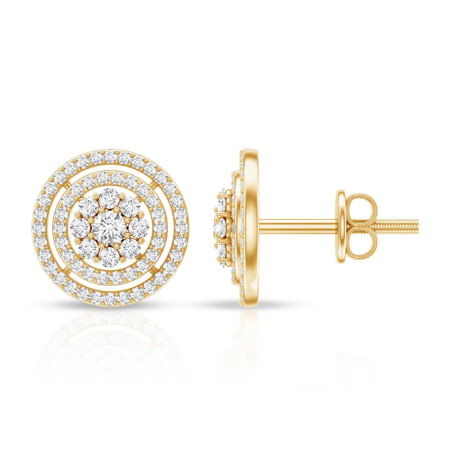 Flower Inspired Diamond Halo Stud Earrings