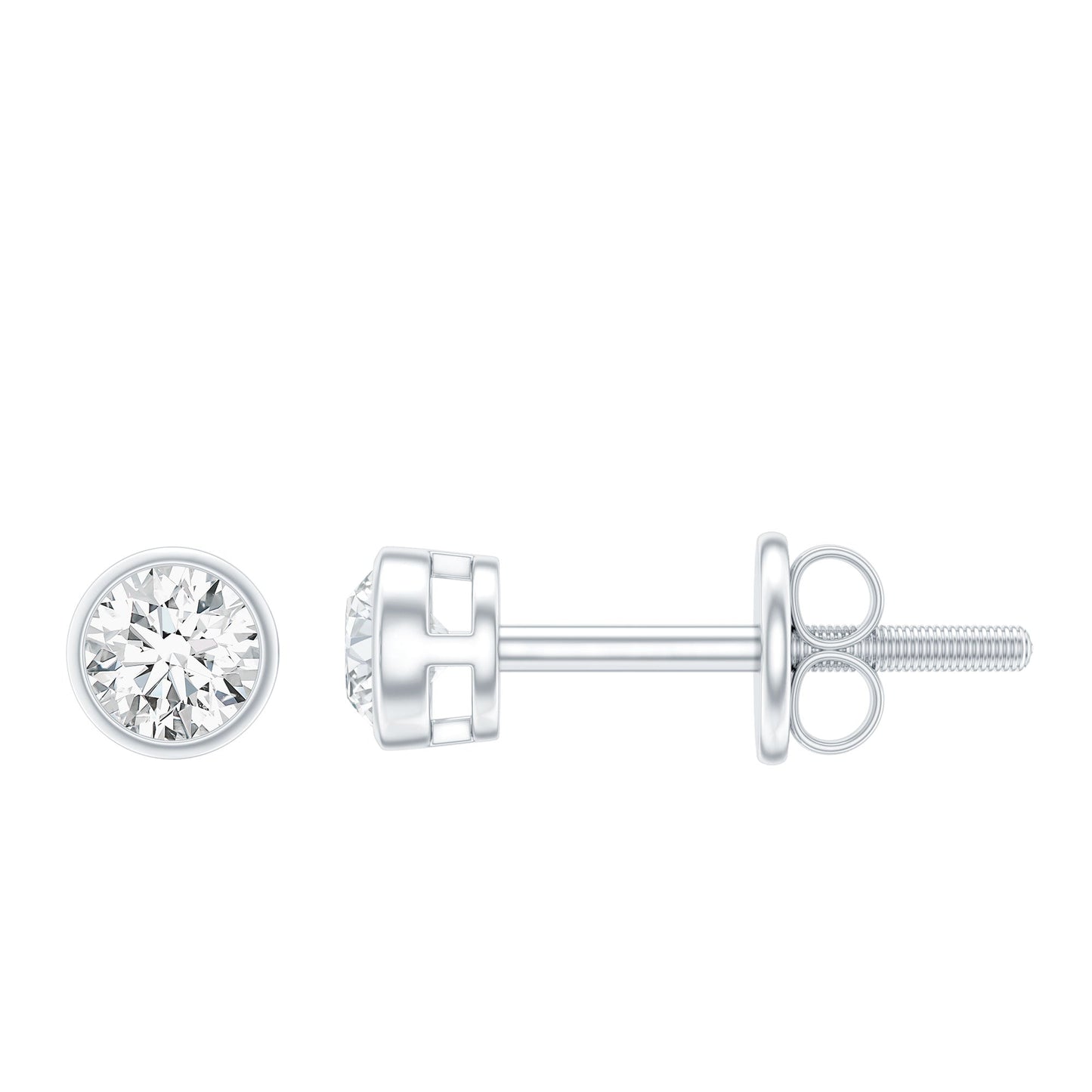 Dainty Solitaire Moissanite Stud Earrings in Bezel Setting