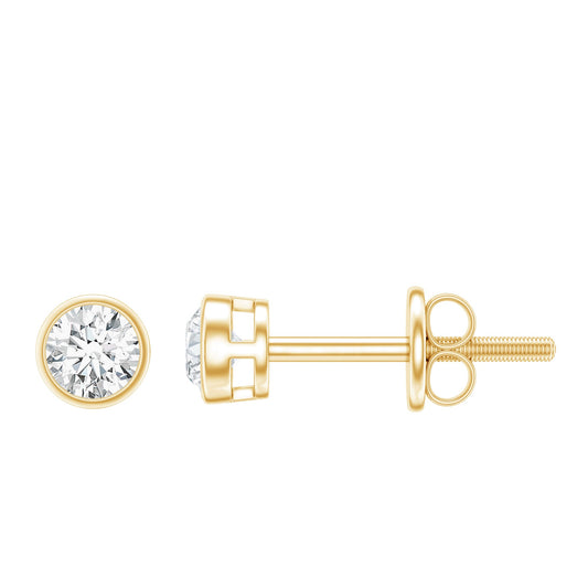 Dainty Solitaire Moissanite Stud Earrings in Bezel Setting