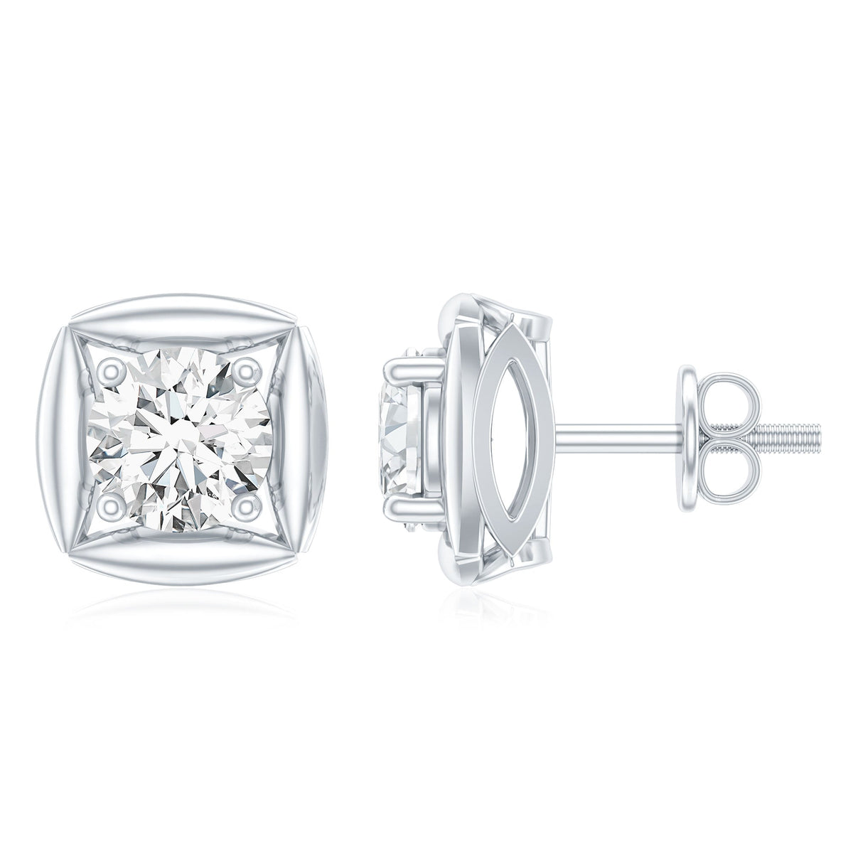 1 CT Solitaire Moissanite Stud Earrings for Women