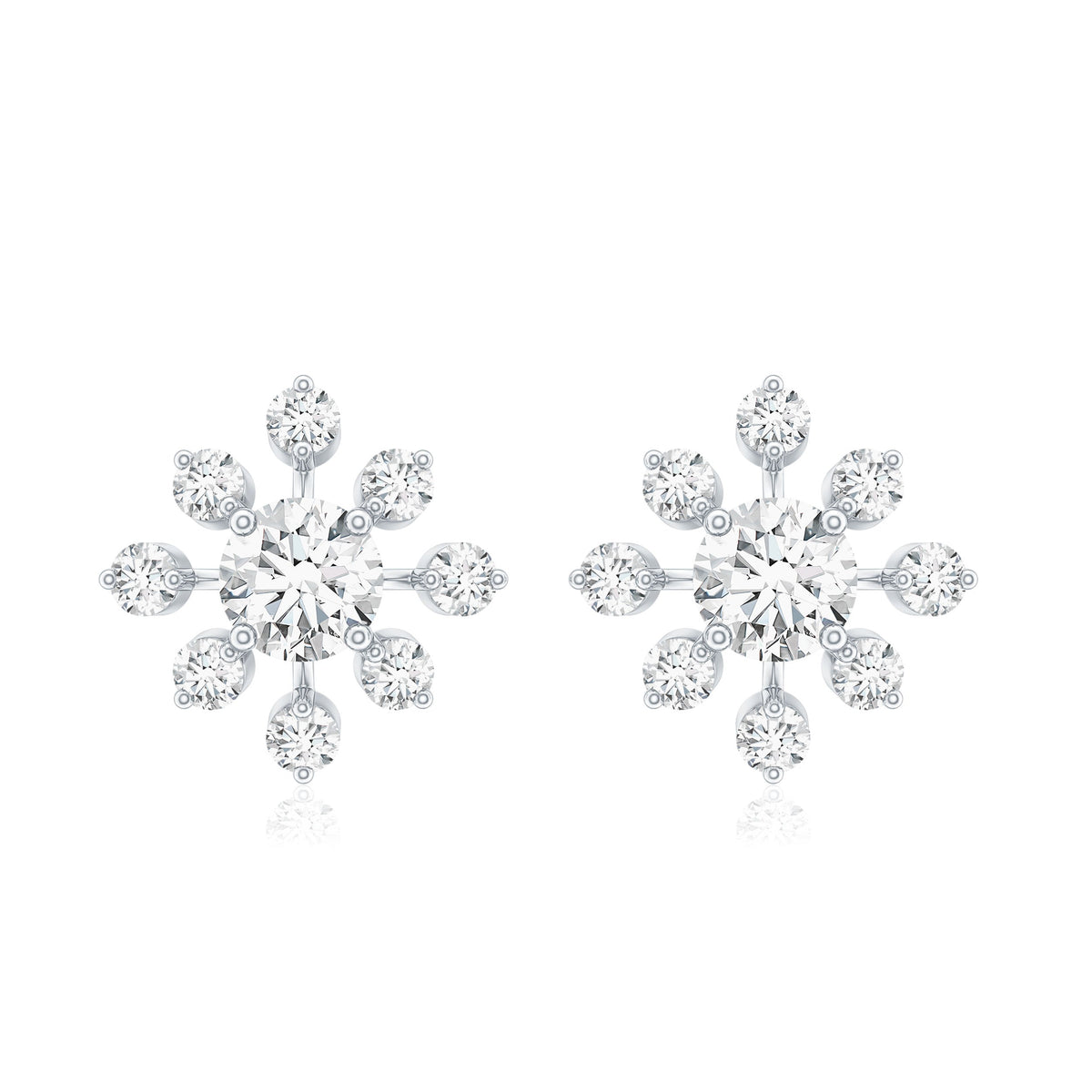 Moissanite Snowflake Stud Earrings with Certificate