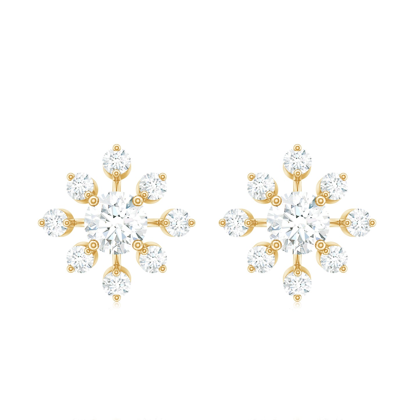 Moissanite Snowflake Stud Earrings with Certificate
