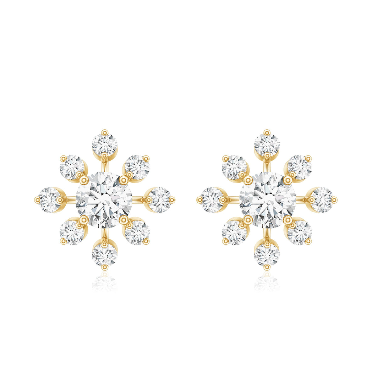 Moissanite Snowflake Stud Earrings with Certificate