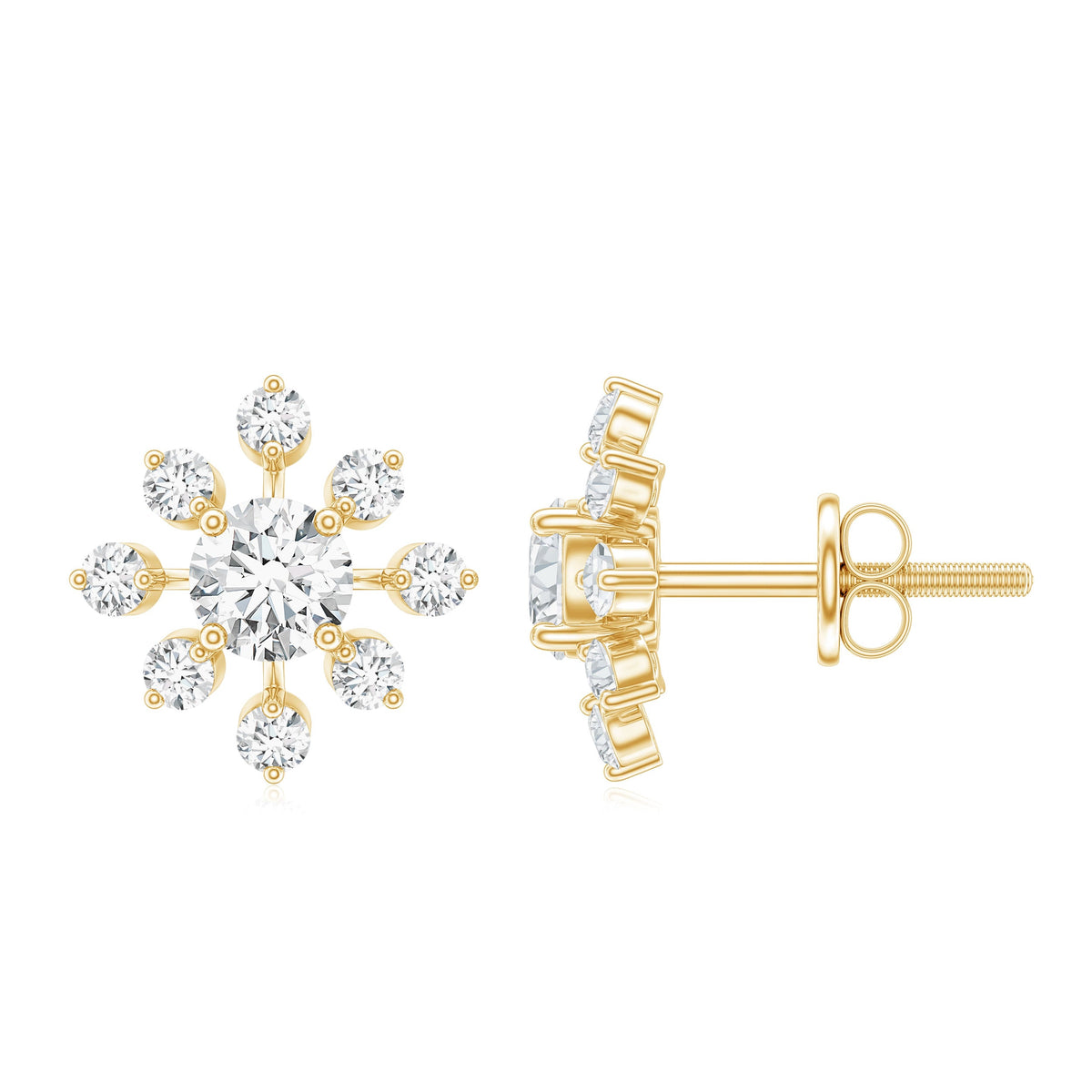 Moissanite Snowflake Stud Earrings with Certificate