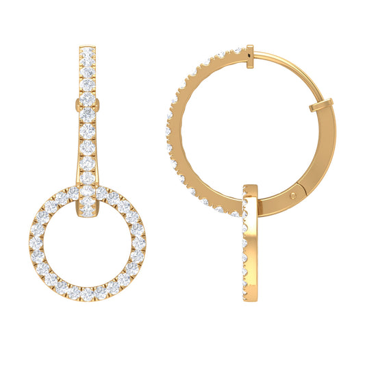 Natural Diamond Eternity Hoop Drop Earring