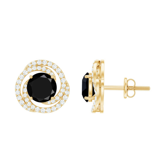 Lab Created Black Diamond Spiral Earrings with Diamonds