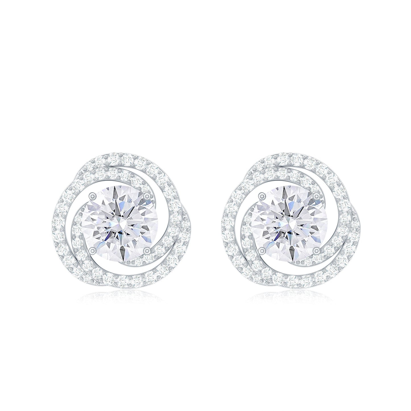 1.9 Carat Moissanite Swirl Stud Earrings with Screw Backs